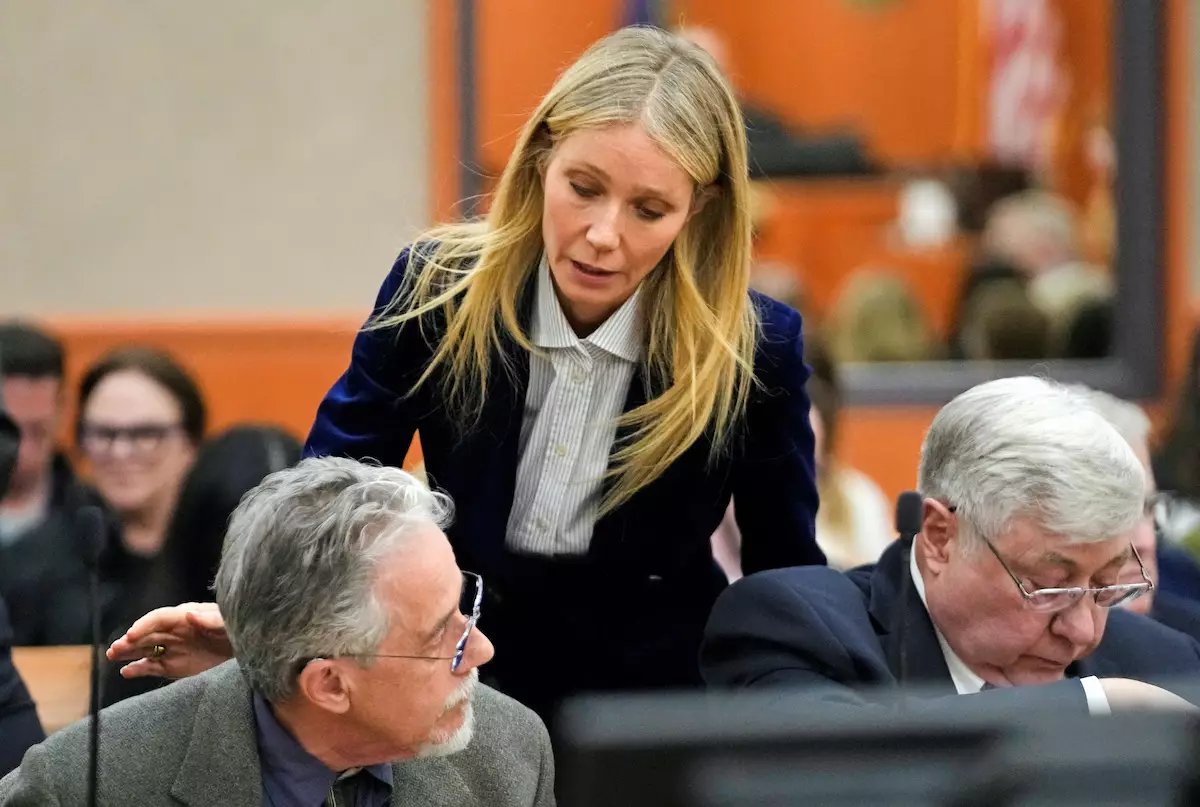 Gwyneth Paltrow speaks with retired optometrist Terry Sanderson