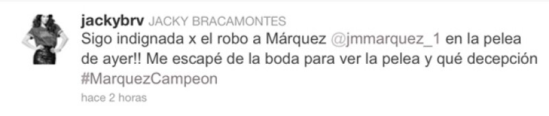 La actriz tapatía como toda amante del deporte, se dijo indignada por la resolución de los jueces.