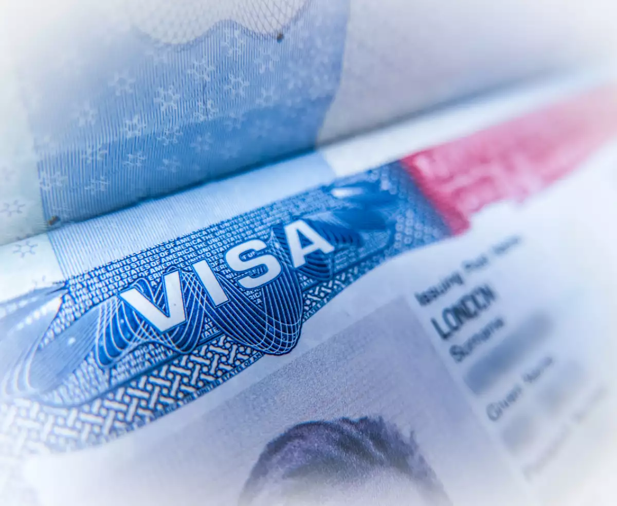Detalle De Una Visa De Trabajo De Los Estados Unidos De América En Un Pasaporte Del Reino Unido