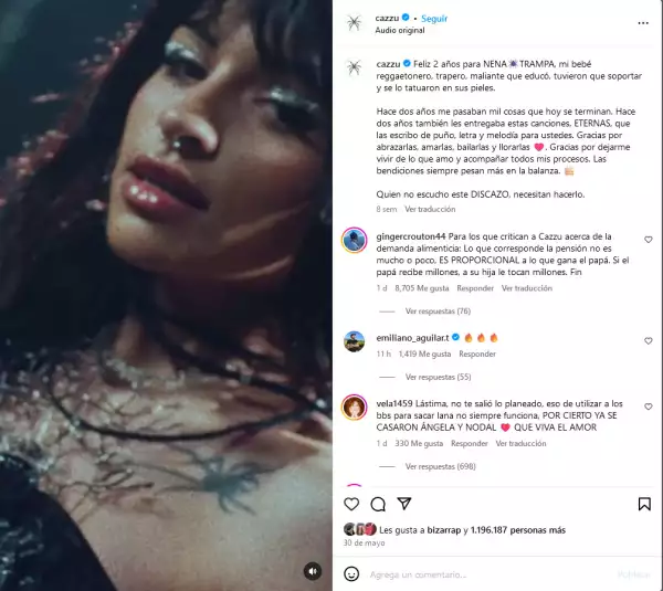 Emiliano Aguilar comentó con emojis de fuego un video en la cuenta de Instagram de Cazzu