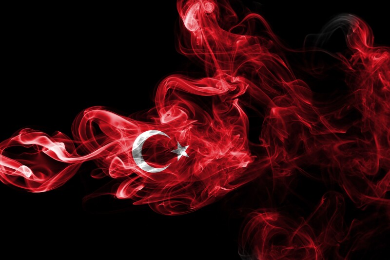 Turkey flag smoke