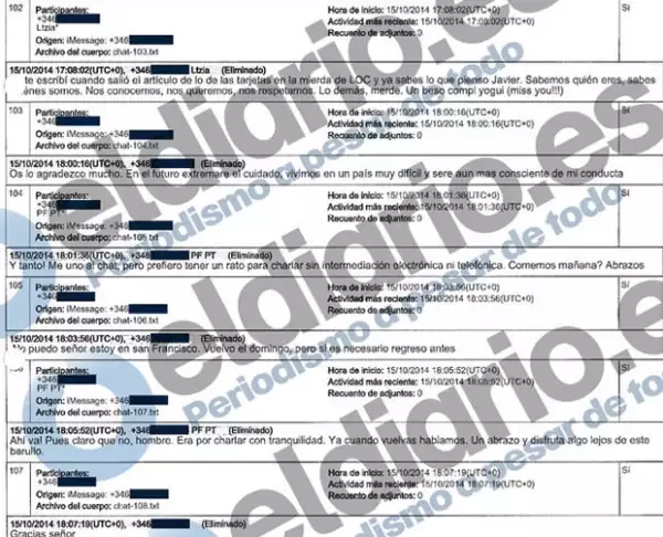 Estos son los mensajes recuperados por la Guardia Civil.