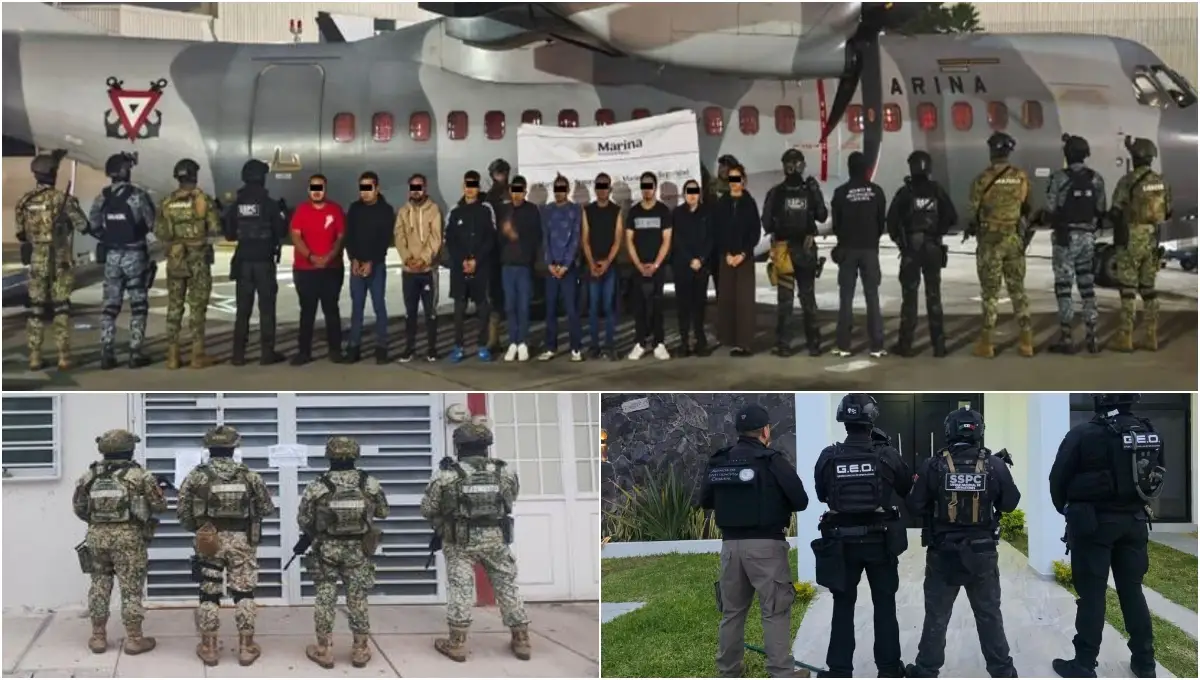 Integrantes del CJNG son detenidos por fuerzas federales. 
