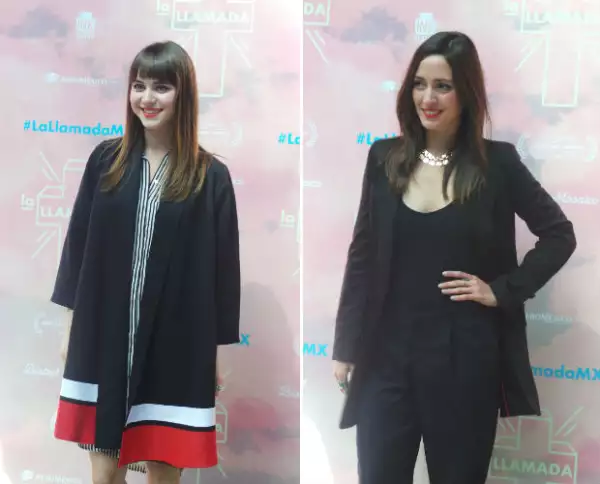 Tessa Ia (izquierda) y Alexis de Anda (derecha) durante la presentación de La Llamada.