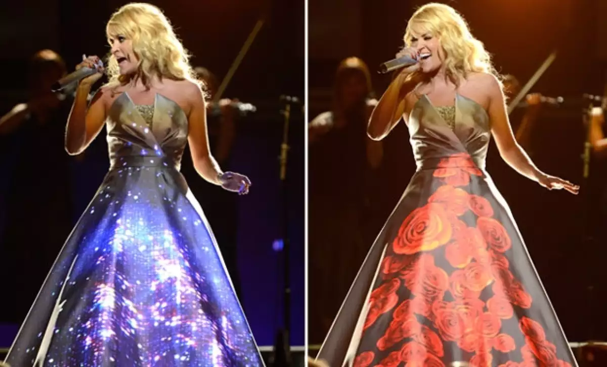 Las proyecciones cambiaban conforme ella se movía cuidando que la luz no tocara con su piel. El efecto es impresionante.