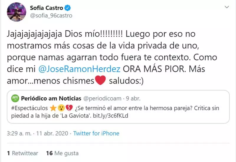 Twitter de Sofía Castro