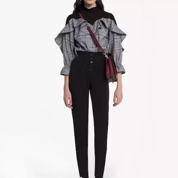 PLAID RUFFLED CONTRAST TOP Pixie Market
