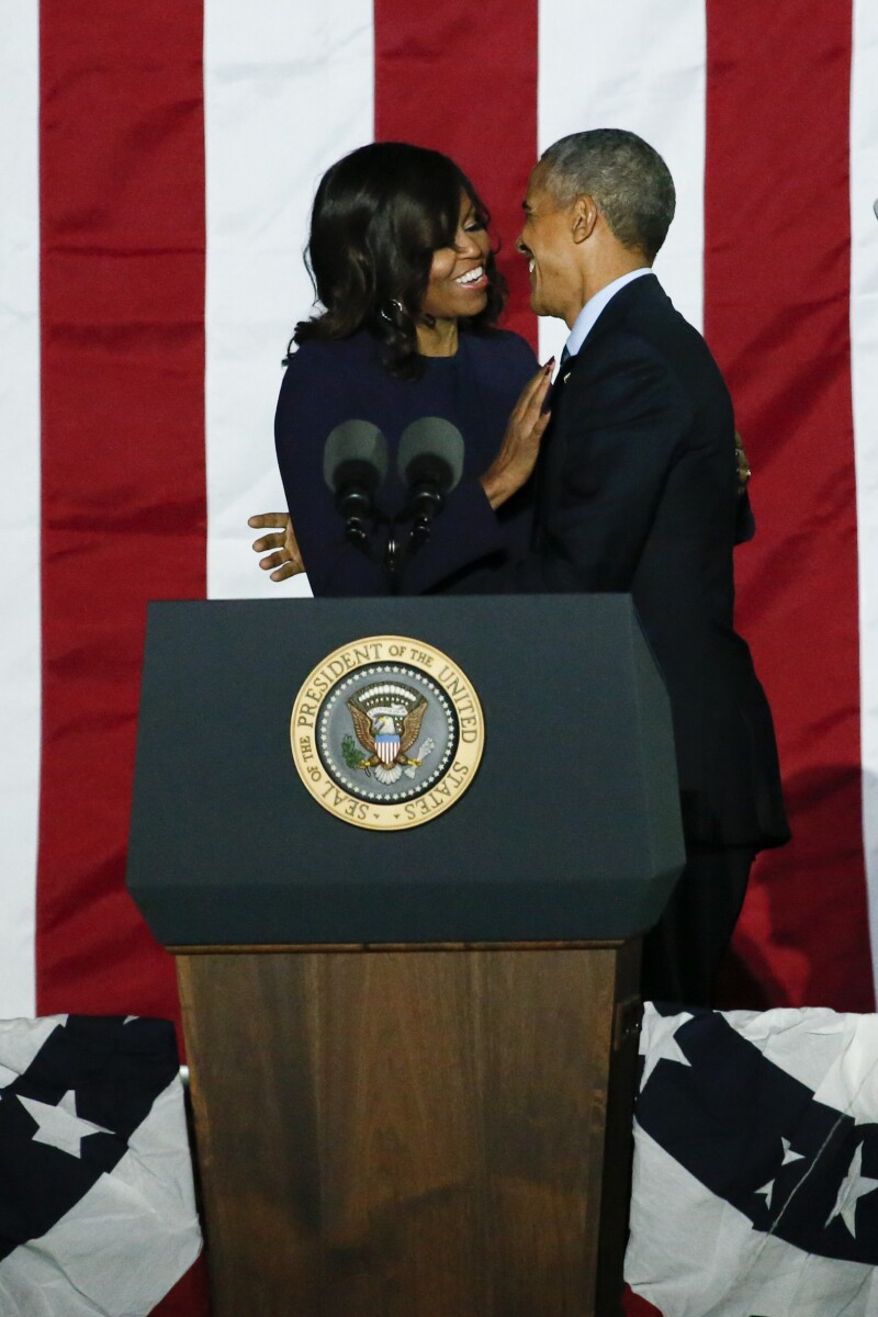 Michelle y Barack Obama en el cierre de campaña de Hillary Clinton