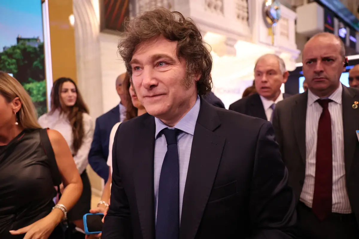 Javier Milei durante la apertura de la Bolsa de Valores en NYC