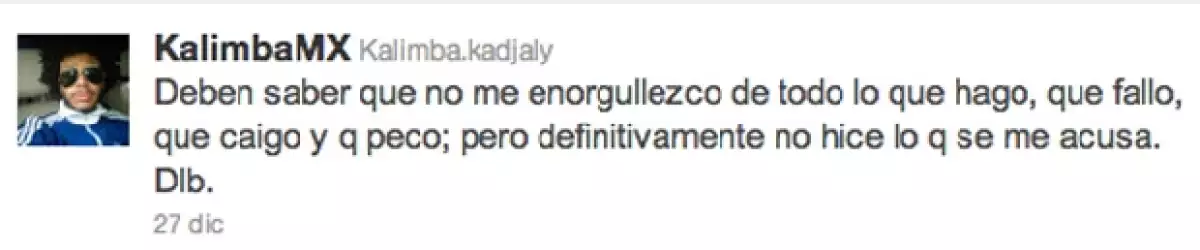El día que salió la noticia a la luz pública Kalimba aseguró que él no había hecho nada.