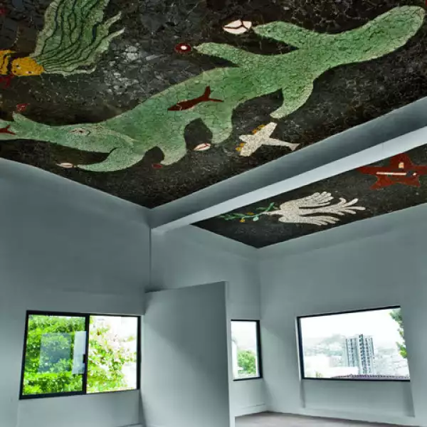 Diego hizo figuras prehispánicas en el techo del que fue su estudio en la casa de su amiga Dolores Olmedo.