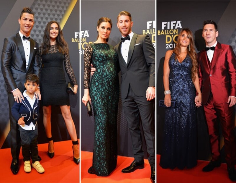 A la gala acudió Cristiano Ronaldo acompañado por su hijo y novia Irina Shayk, Pilar Rubio con Sergio Ramos y Leo Messi con Antonella.