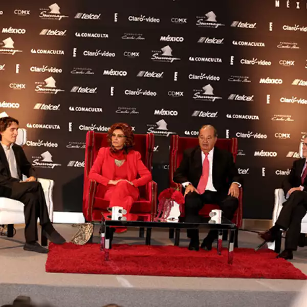 Carlo Ponti,Sophia Loren,Carlos Slim,Rafael Tovar y de Teresa