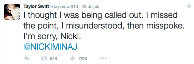 Swift hizo pública su disculpa después del malentendido.