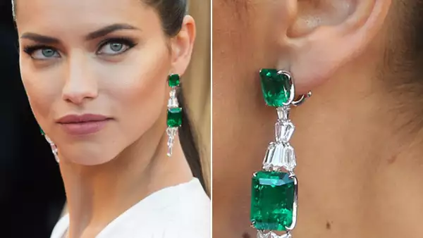Para la premiere de `Julieta´ la espectacular modelo, Adriana Lima, optó por unos aretes impresionantes de Chopard.