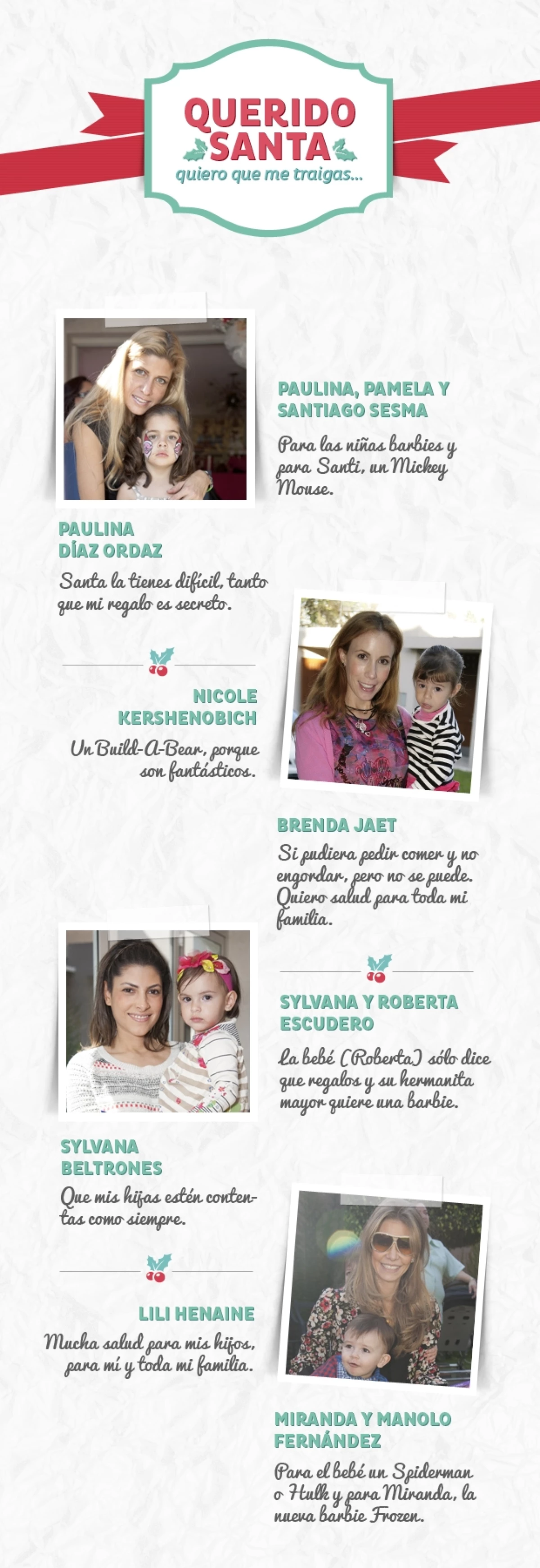 Paulina Díaz Ordaz, Sylvana Beltrones, Lili Henaine y Brenda Jaet ya tienen listas sus cartas con la lista de regalos que esperan recibir esta Navidad.