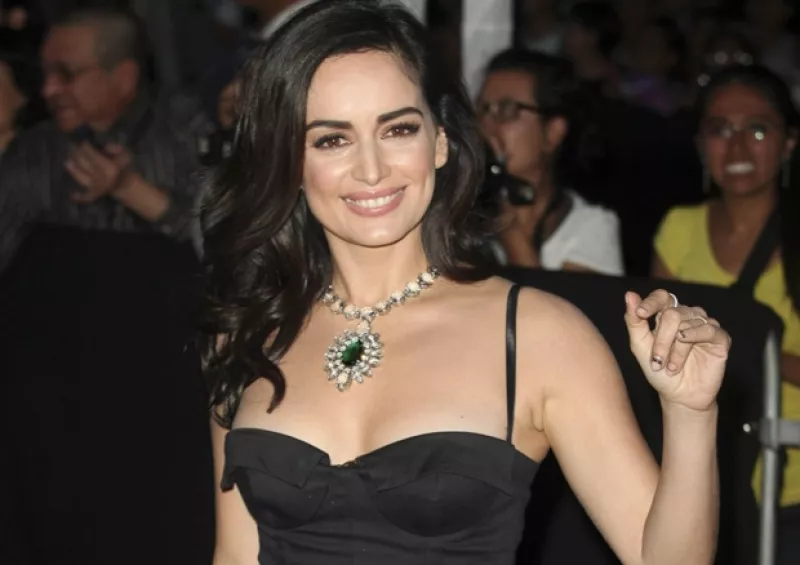 La actriz mexicana desfilo por la alfombra roja de la película `Hecho en México´ en el Palacio de Bellas Artes y fue de las más fotografiadas de la noche.