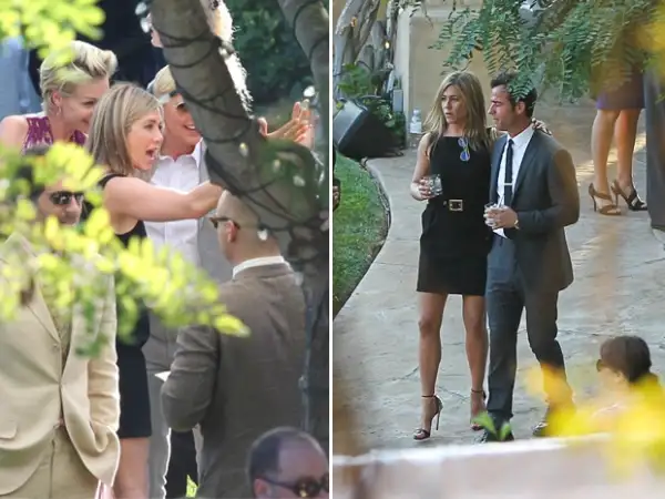 Jennifer Aniston fue vista llegando de la mano de su prometido Justin Theroux y conversando divertida con Ellen De Generes y Portia Di Rossi.