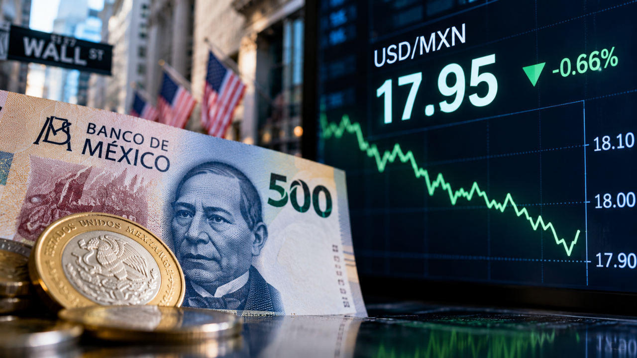 El peso mexicano se recupera y regresa a 17.95 por dólar; petróleo y bonos dan un respiro