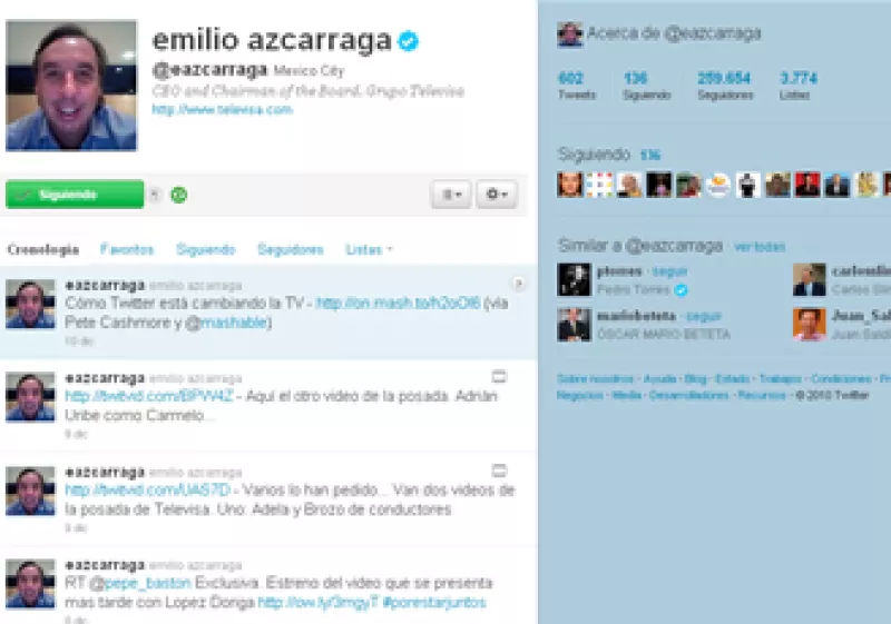 En sus tweets, Emilio Azcárraga ha hablado sobre los comentarios incómodos de sus empleados, la liberación de su primo tras 12 días de secuestro y el rompimiento de la alianza Televisa-Nextel. (Foto: Cortesía Twitter)