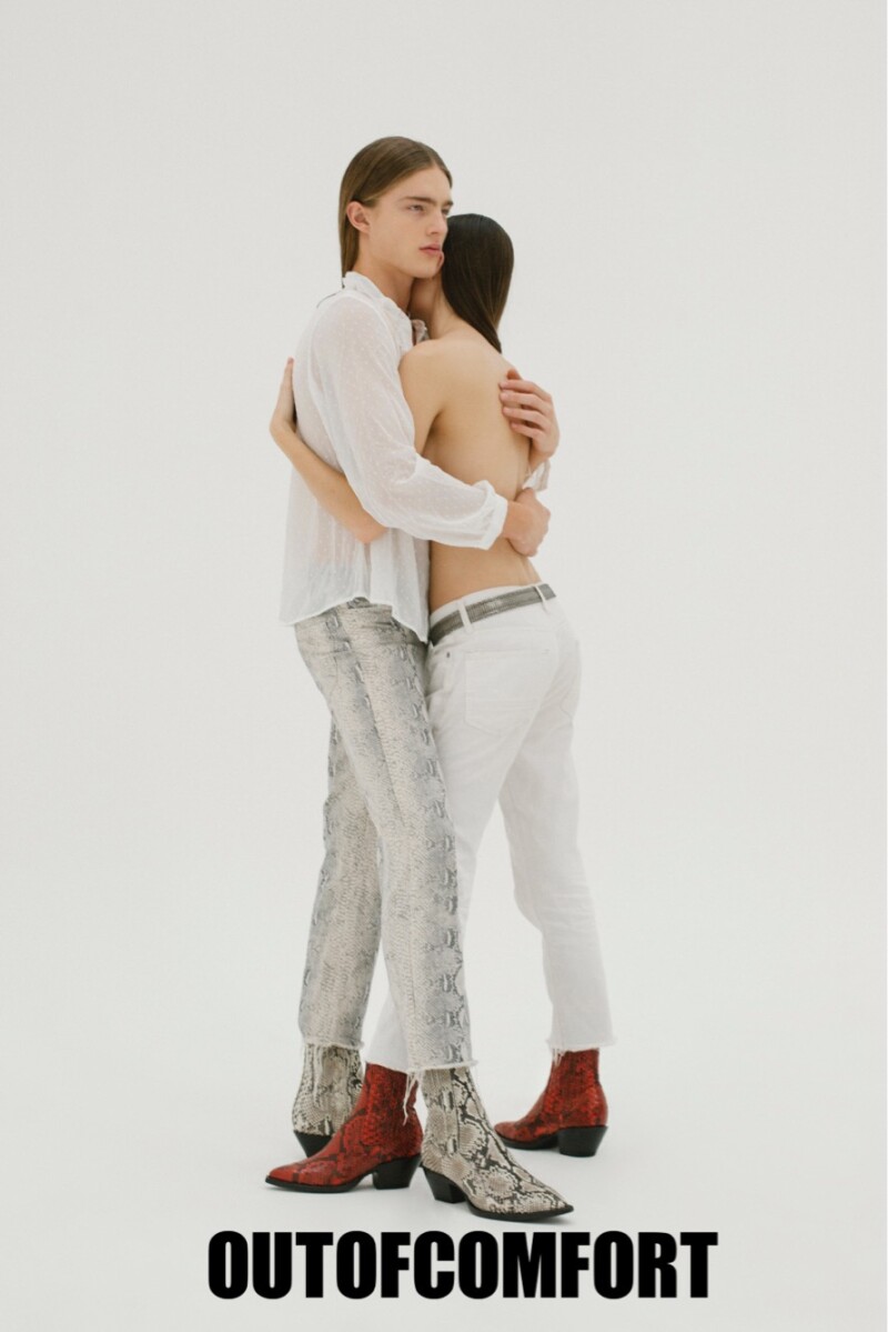 Botas Unisex Pitón Nude y Rojo
