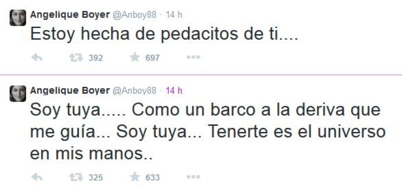 Angelique Boyer demostró en Twitter lo enamorada que está de Sebastián Rulli.