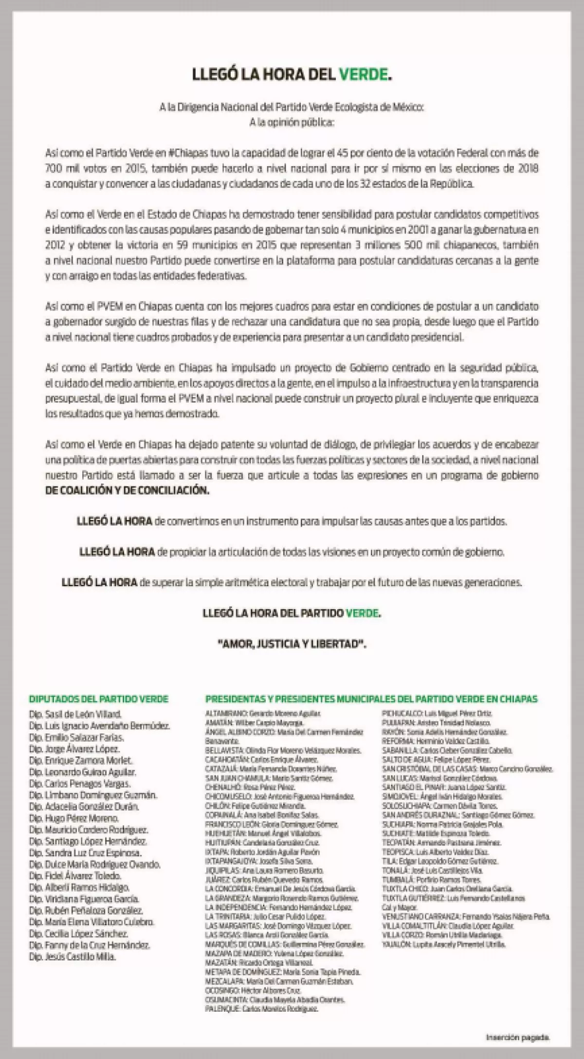 "Llegó la hora del Verde"