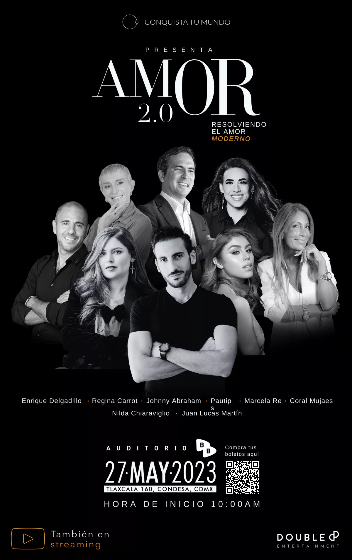 Flyer del evento de Johnny Abraham sobre el amor.