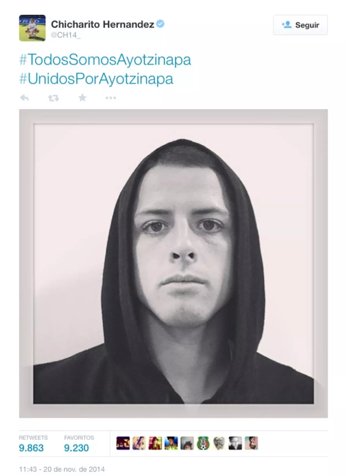 El futbolista desde lejos expresó su apoyo a la causa.