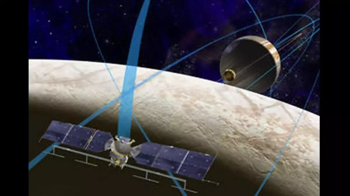 Una ilustración de los viajes que llevará a cabo la misión de la NASA hacia la luna de Júpiter 'Europa'