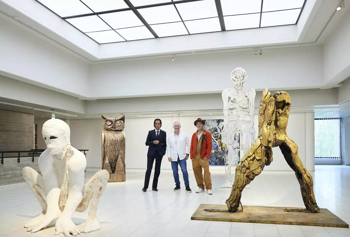 Brad Pitt unveils his sculptures at Finnish art exhibition