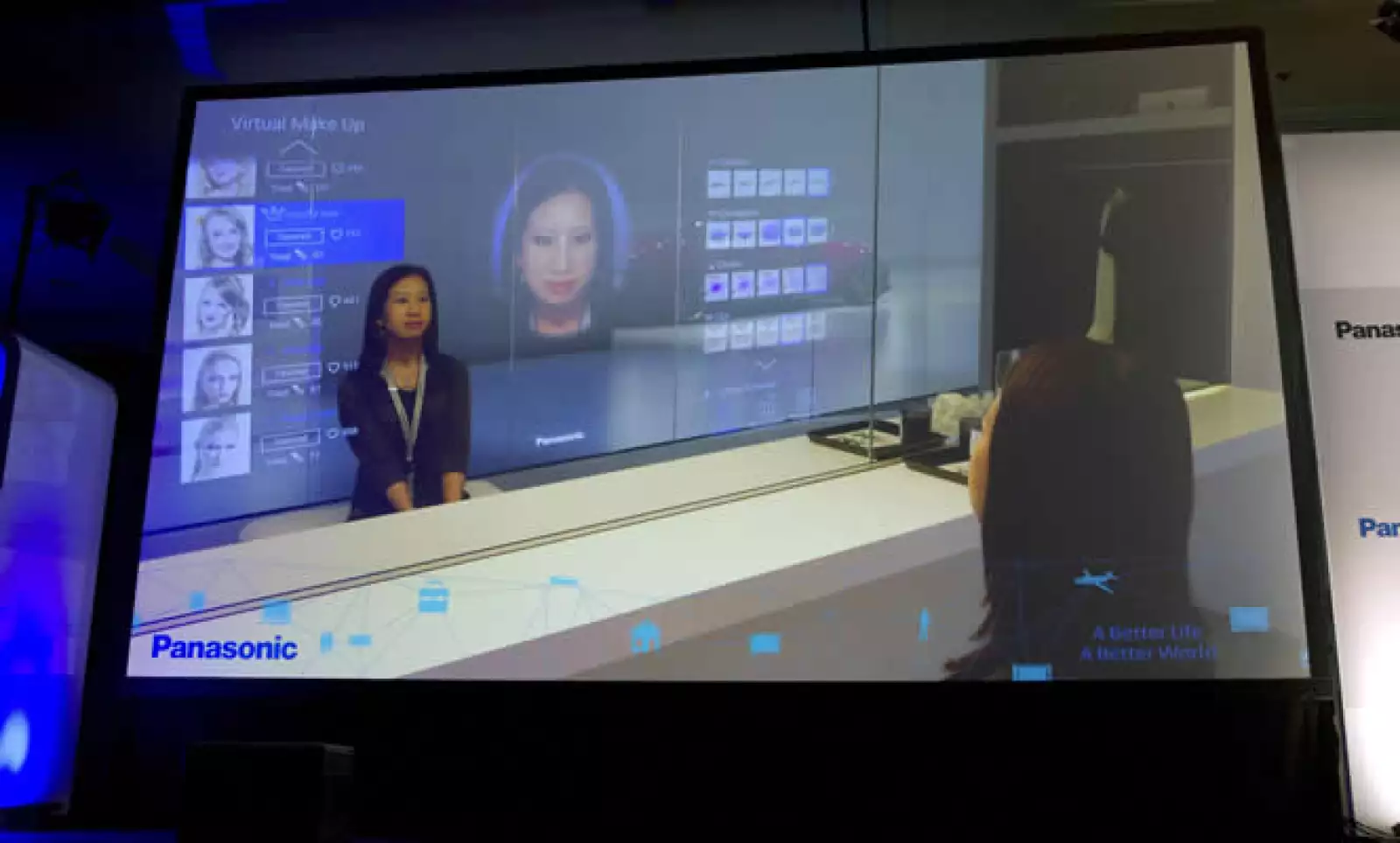 El espejo virtual de Panasonic permite al usuario verse con distintos estilos de maquillaje antes de ponerlos en su rostro.