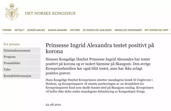 Comunicado Palacio de Noruega