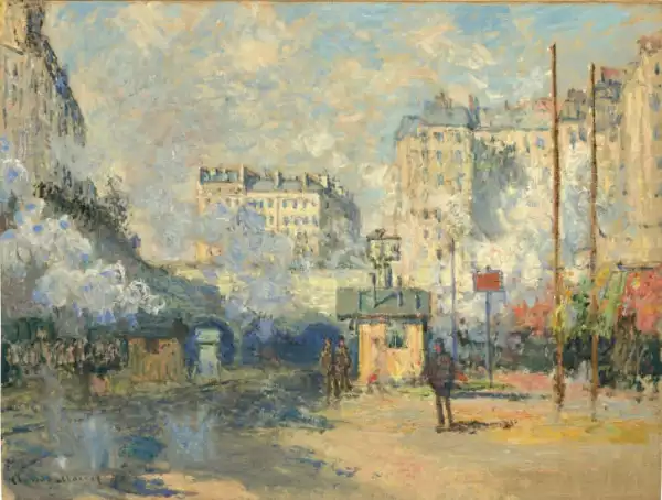 Extérieur de la gare Saint-Lazare, effet de soleil (1877), de Claude Monet
