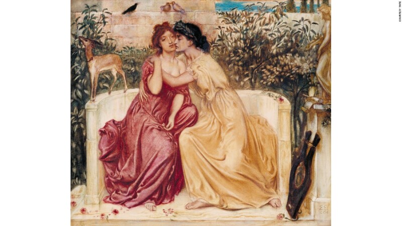 'Safo y Erina en un jardín en Mitilene' (1864), por Simeon Solomon