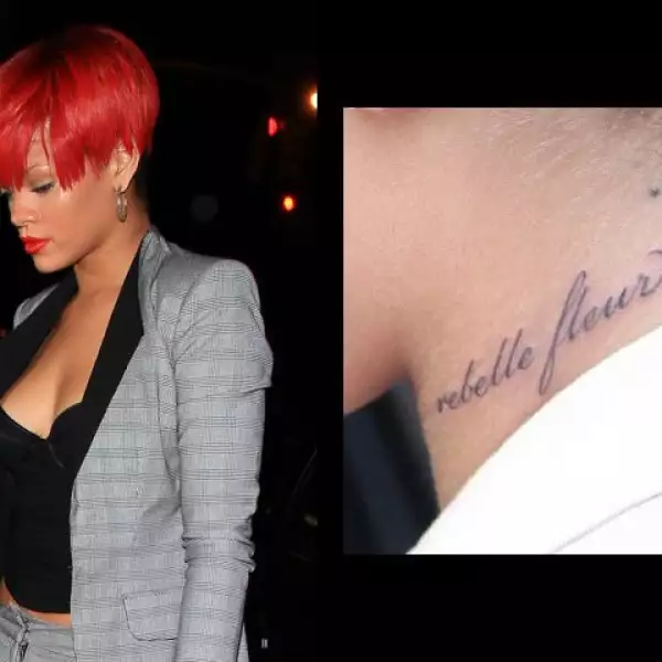 La cantante se ha tatuado en el cuello `rebelle fleur´, flor rebelde en francés. añadiendo uno más a su larga lista de tattos que ya tiene en su anatomía.