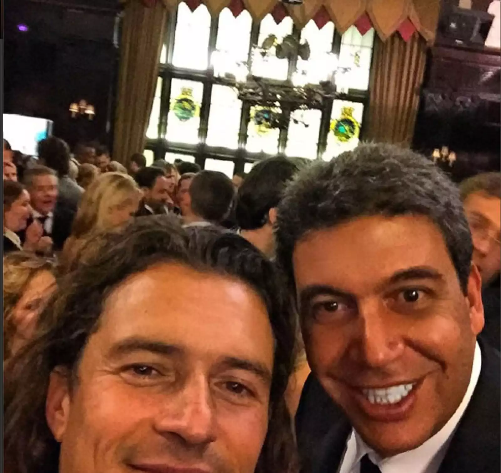 Con el actor Orlando Bloom.