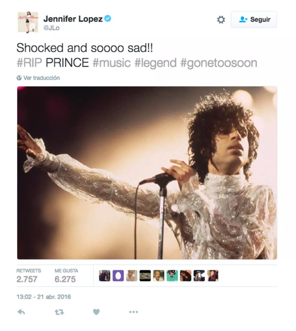 JLo incluso acompañó su pesar con una imagen.