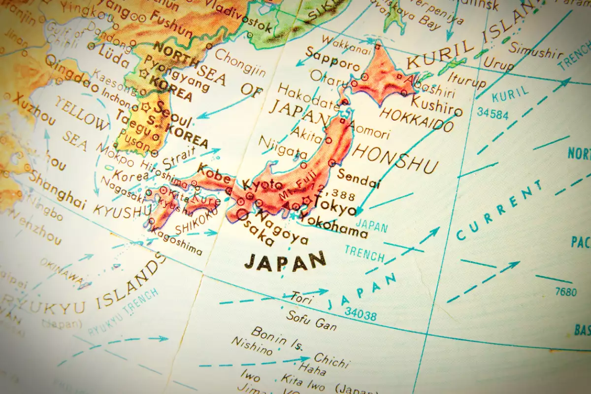 Japón en un globo retro