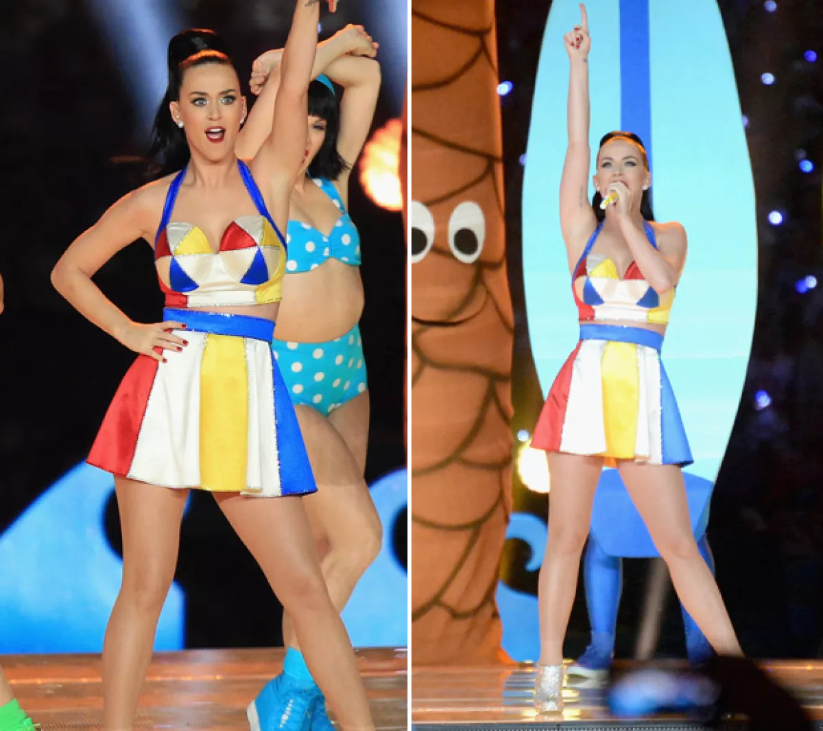 Este fue el atuendo en el que Katy Perry mostró más piel. También el más colorido.