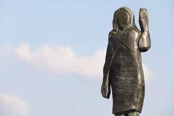 Burnt Melania Trump's sculpture unveiled in Slovenia