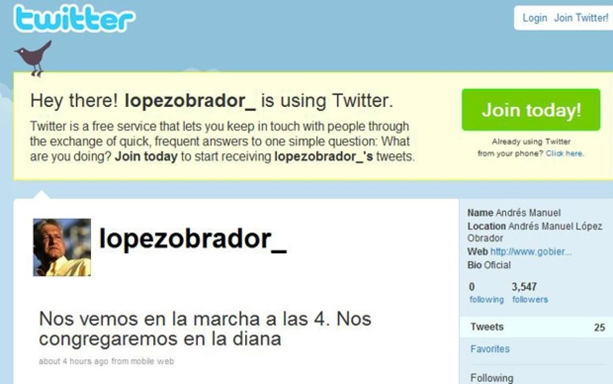 Ayer fue cuando el político tabasqueño abrió su página personal en la famosa red social y ya cuenta con más de tres mil seguidores.