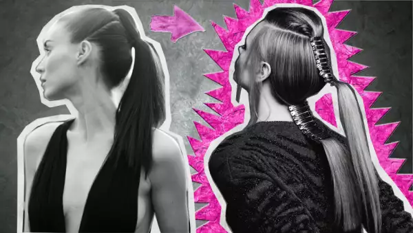 Una ponytail se verá más excéntrica con placas metálicas.