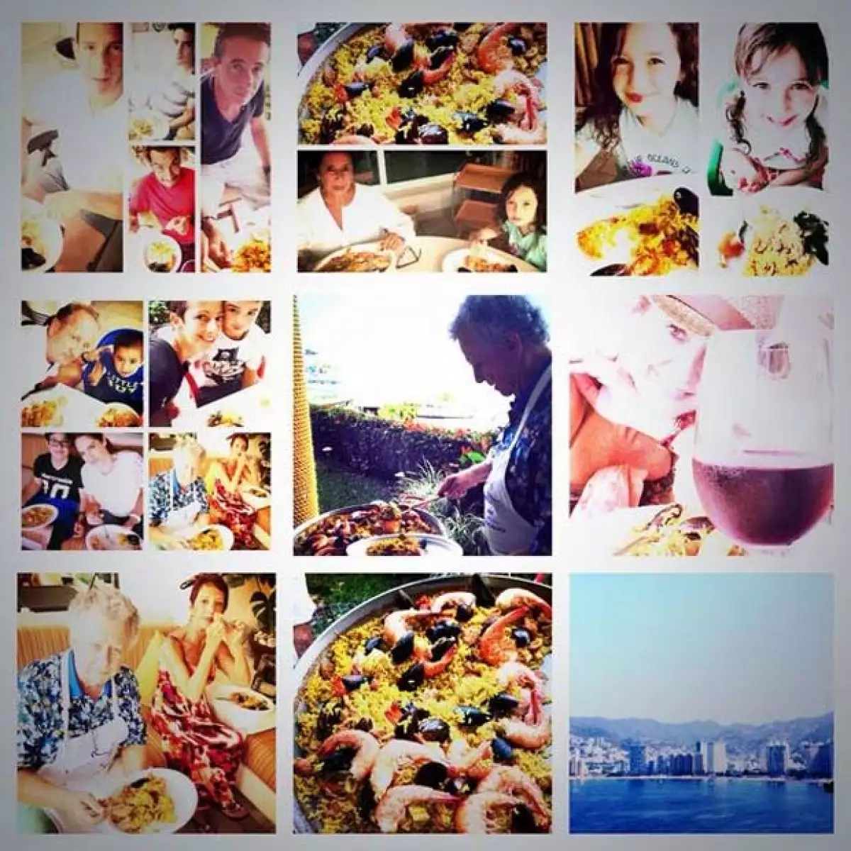 La familia degustó una deliciosa paella hecha del "abuelo Juan".