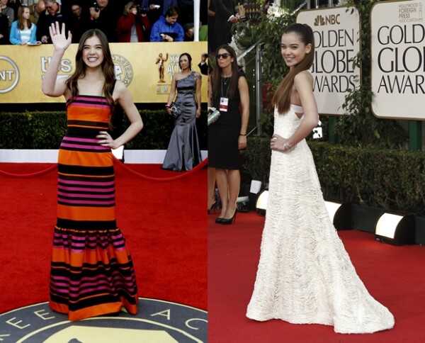 Su estilo es perfecto para su edad: aquí en los Screen Actors Guild (izq.) vestida de Prada, y en los Golden Globes (der.), usando un vestido de Prabal Gurung.