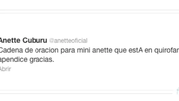 A través de Twitter, la conductora pidió una cadena de oraciones de salud para su pequeña de cinco años.