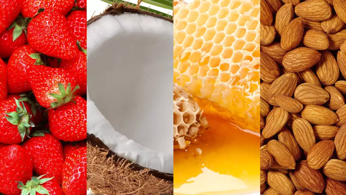 Usa fresas, aceite de coco, miel y aceite de almendras.