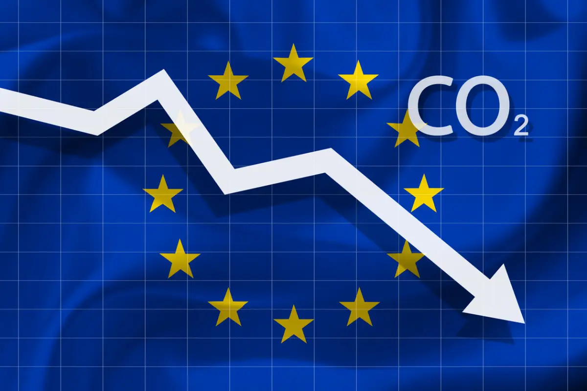 Graph of decline level of air pollution with carbon dioxide  in EU.  Ecological concept.