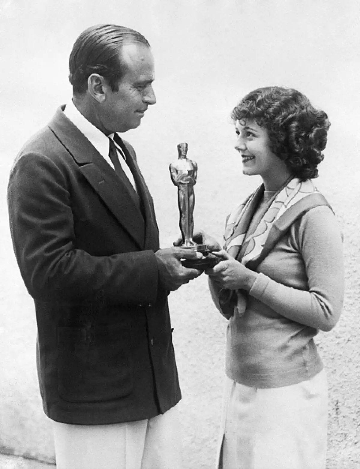 Douglas Fairbanks Giving Janet Gaynor First Best Actress Oscar