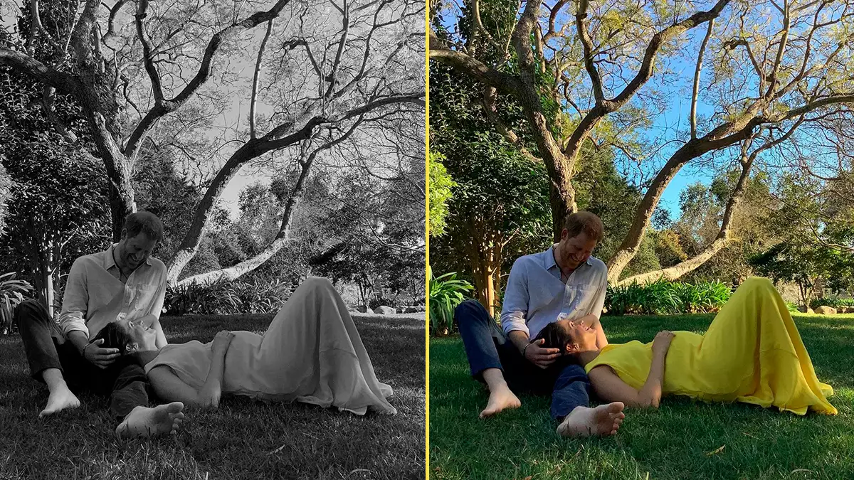 Meghan y Harry muestran la foto sin editar que usaron para anunciar su embarazo